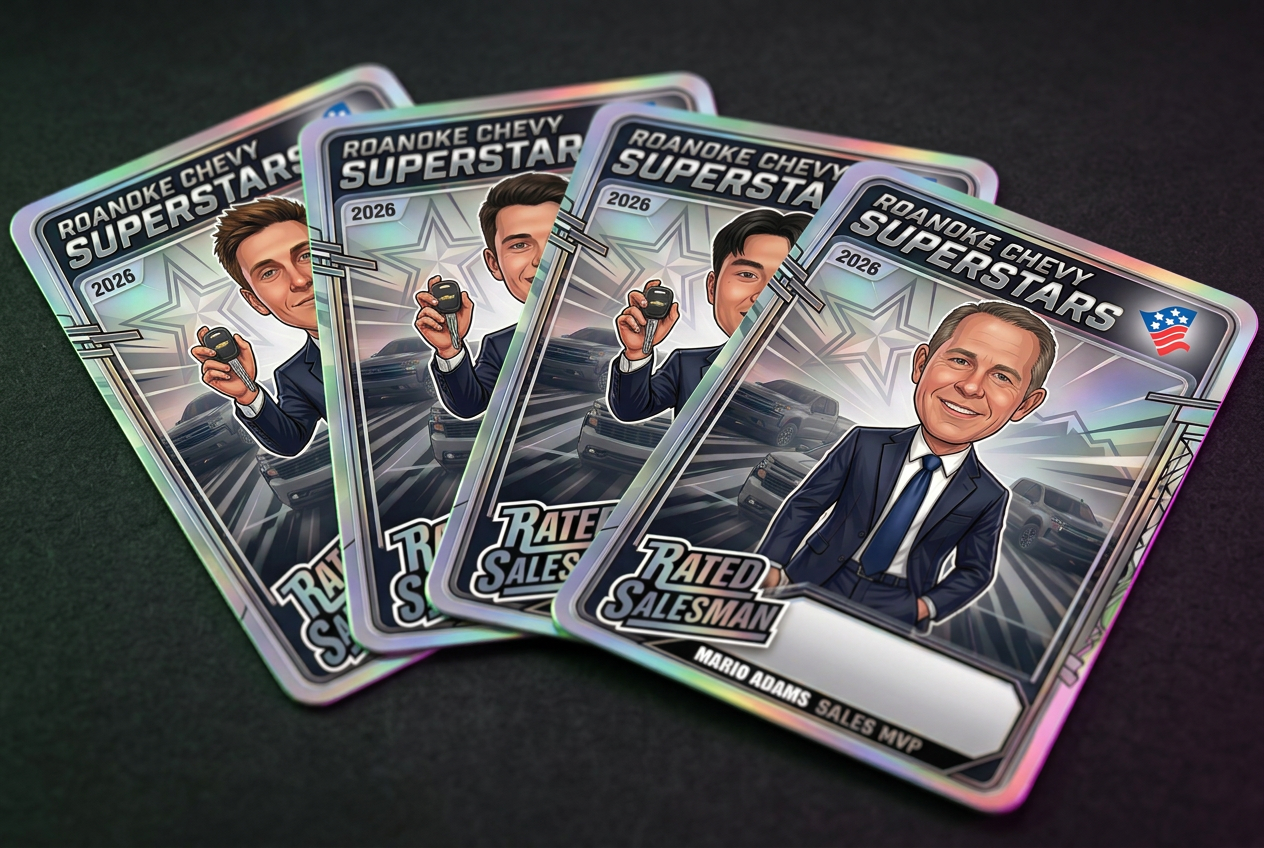 Custom Salesperson Trading Cards produced by AutoDealerAudio