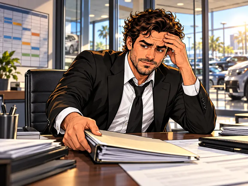 The GM in a unique illustrated dealership scene