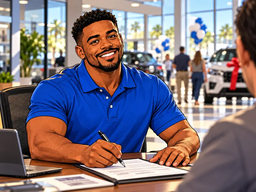 The Sales Manager in a unique illustrated dealership scene
