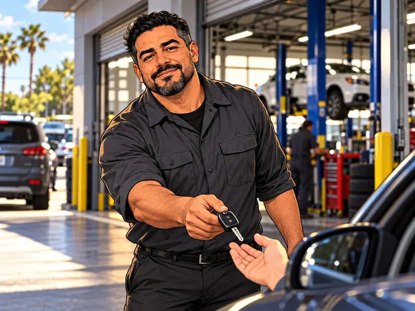 The Service Manager in a unique illustrated dealership scene